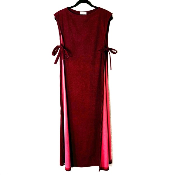 Vintage Burgundy Open Side Swim Cover Up Terry Cloth Robe One Size - Picture 1 of 4
